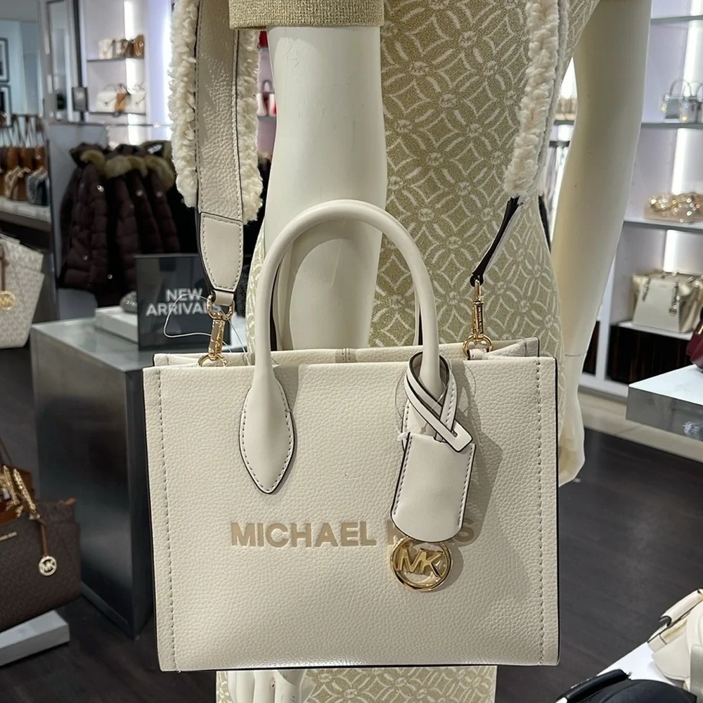 Michael Kors Mirella Small Pebbled Leather Shopper Top Zip Crossbody XBody Bag